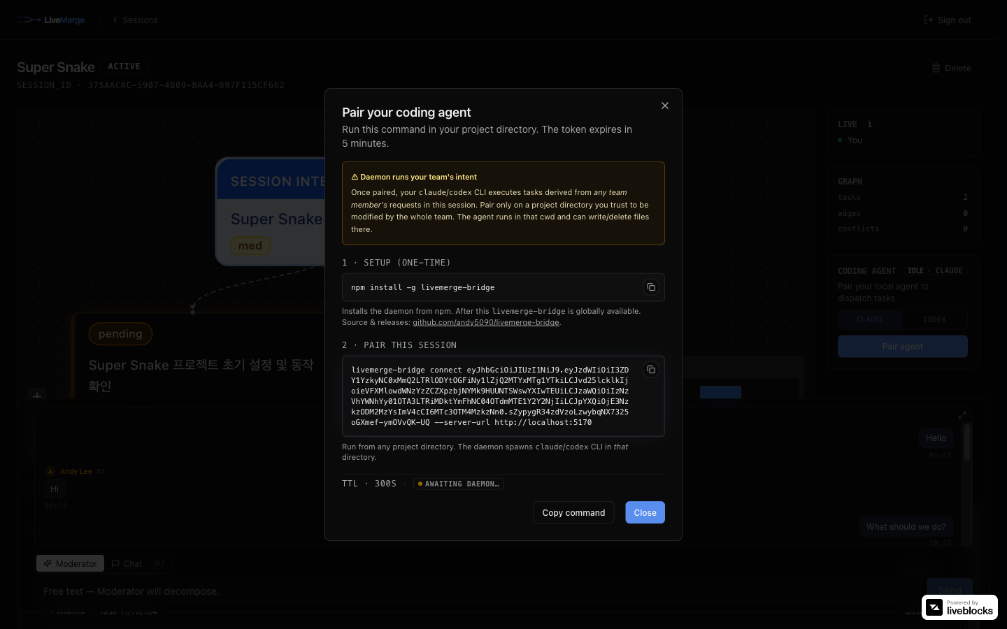 Pair a local coding agent in seconds